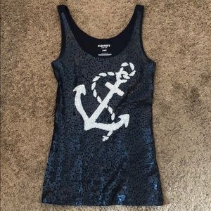 Sequin Navy Anchor Tank